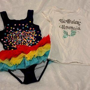 5T Birthday Bundle   Mermaid Shirt & TuTu On Piece